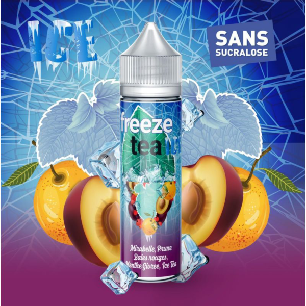 Mirabelle Prune Baies Rouges Menthe Givrée Ice Tea 50 ml Freeze Tea Vapozone