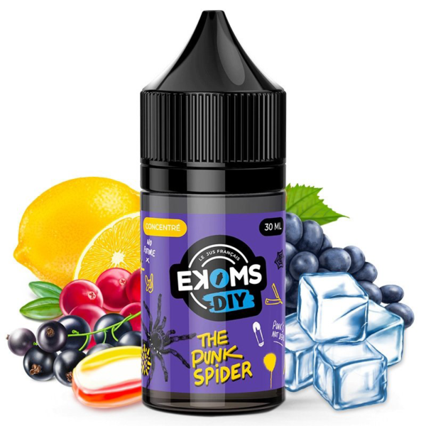 The Punk Spider Ekoms Concentré 30 ml Arôme Bonbon Cassis Groseilles Raisin Cranberries Airelles Citron Sève de Pin Frais