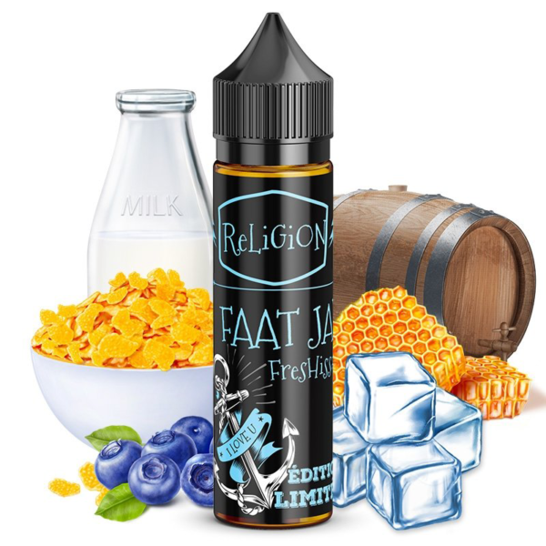 Faat Jay Freshissant Religion Juice Corn Flakes Lait Fruits bleus Vieilli en fût de chêne Frais 50 ml