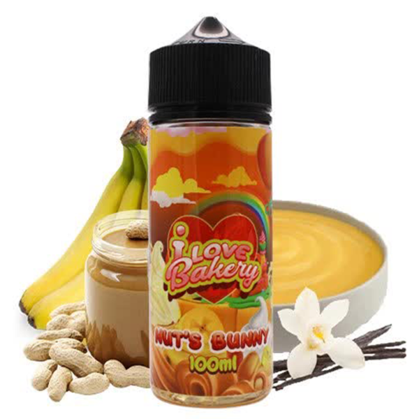 Nuts Bunny I Love Bakery Crème anglaise Beurre de cacahuète Banane Vanille 100ml 13 euros