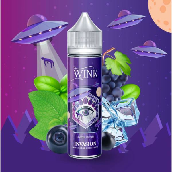 Invasion Wink addict Made in Vape Menthe-Basilic Cassis Raisin Noir Myrtilles Frais 50 ml