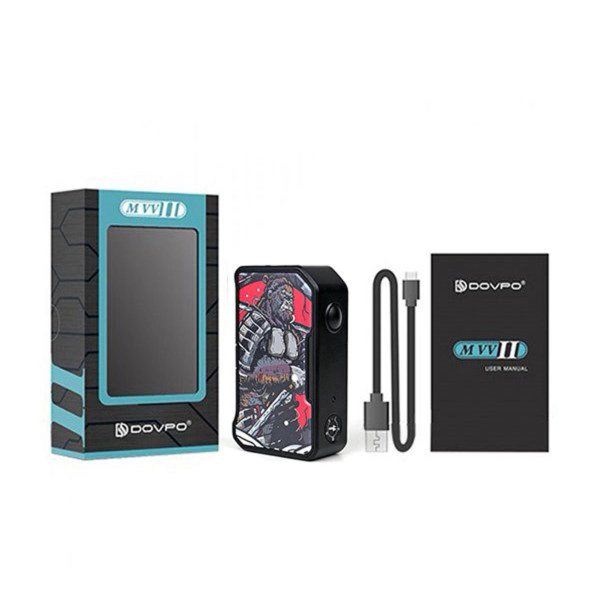 Box Mod MVV II 2 New Colors Samourai Geisha Ape Dovpo Potentiomètre LED USB Type-C Double Accus 18650 Façades 1 à 8 Volts