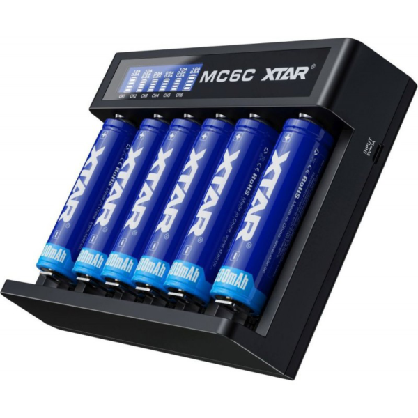 Xtar MC6C 6 accus chargeur micro USB 18650 20700 21700 LED écran digital