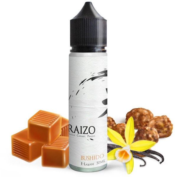 Raizo Bushido le coq qui vape Caramel Vanille pralin Praline Praliné croquant gourmand doux 50 ml