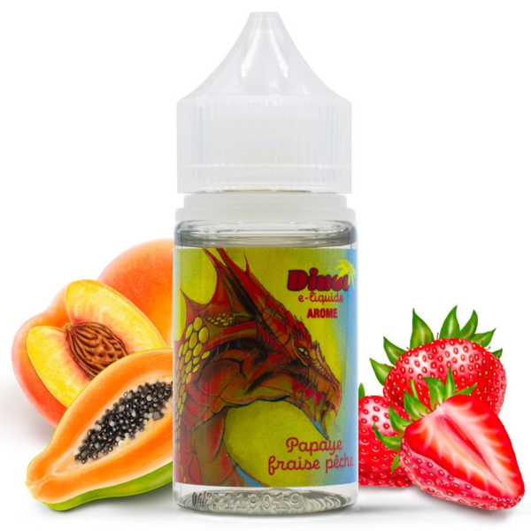 Concentré Papye Fraise Pêche Dinos Juice 66 Arôme 30 ml diluer