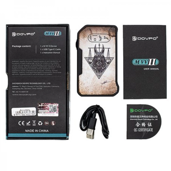 Box Mod M VV II Limited Edition Dovpo Anubis Dieu Egyptien French LifeStyle Potentiomètre 18650 280W USB Type-C