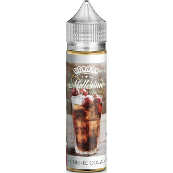 Chérie Cola Millésime 50 ml combine cola pétillant et cerise sucrée avec une touche de fraîcheur pour une vape désaltérante et gourmande.