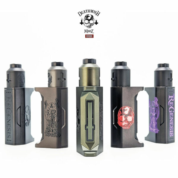 Mod ReGenesis Meca + RDA Deathwish Modz porte batterie 21700 Swamp Green fire