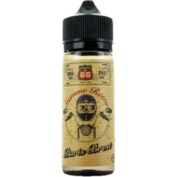 Paris Brest Retro Juice 66 100 ml associe pâte à chou, crème pralinée et amandes pour une expérience gourmande et authentique.