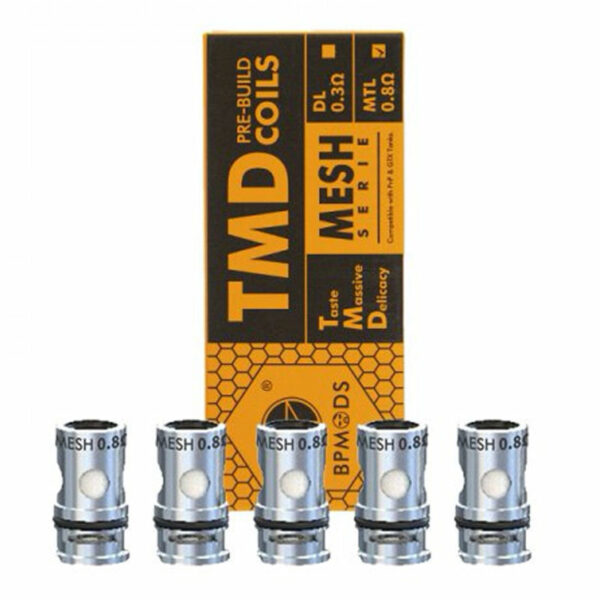 Résistances TMD Mesh RDL/MTL Coil 0.8 Ω : 12 et 18 W. Pour une vape en inhalation semi-directe ou indirecte.