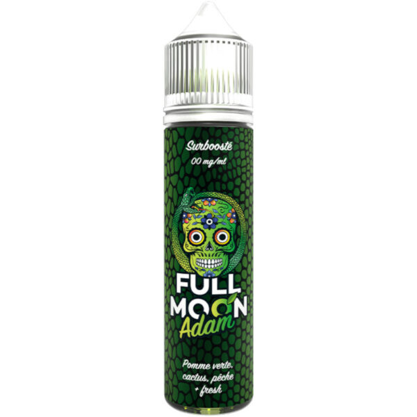 Adam Eden Full Moon associe pomme, pêche et cactus frais dans un mélange fruité et désaltérant, parfait pour une vape quotidienne.