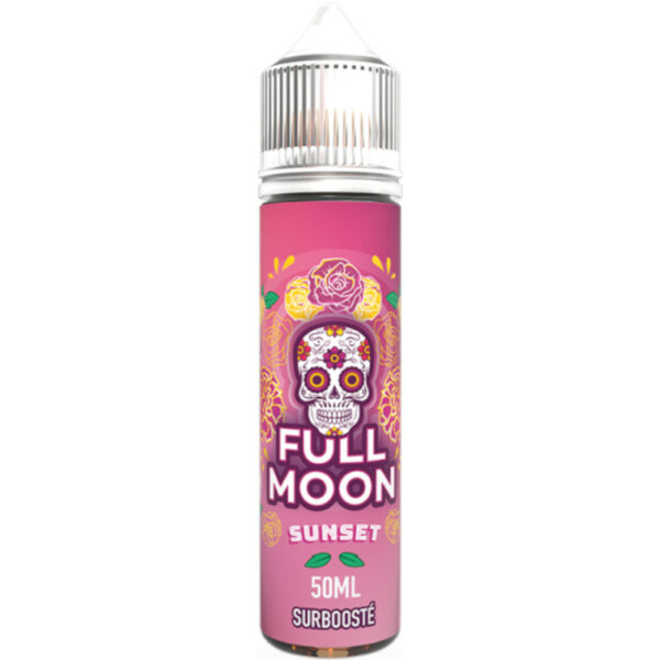 Sunset par Full Moon, un mélange fruité frais unique alliant grenade et fruits rouges, sublimé par une touche glaciale.