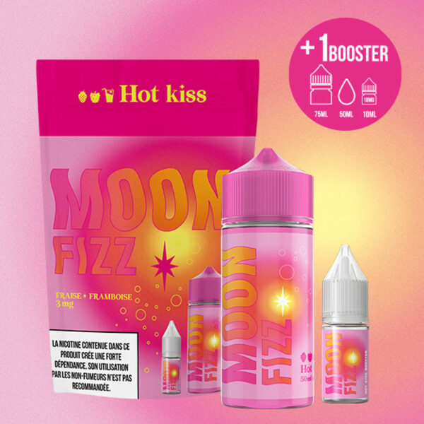 Hot Kiss Moon Fizz Fraises Framboises Frais 50ml plus booster