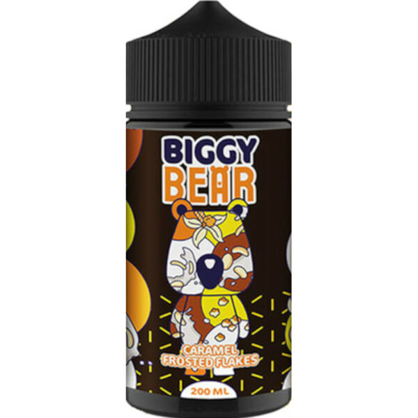 Redécouvrez vos matins gourmands avec Caramel Frosted Flakes Biggy Bear : céréales croquantes, caramel fondant et glaçage sucré en 200 ml.