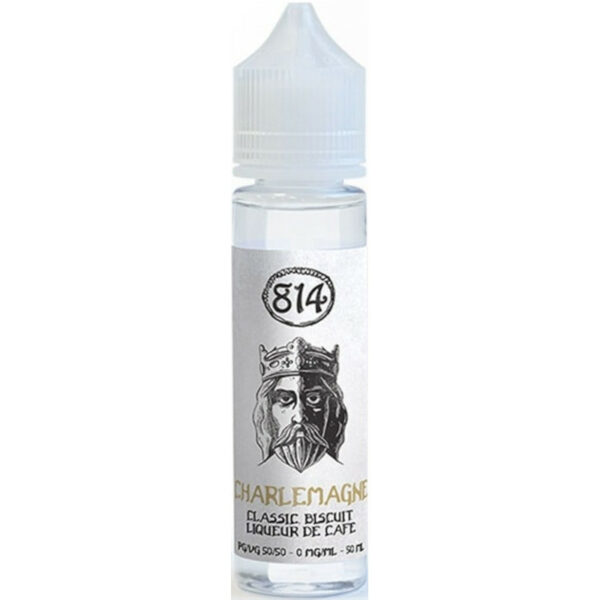 Charlemagne 814 associe tabac blond, biscuit, liqueur de café et sucre roux pour une vape sophistiquée et gourmande.