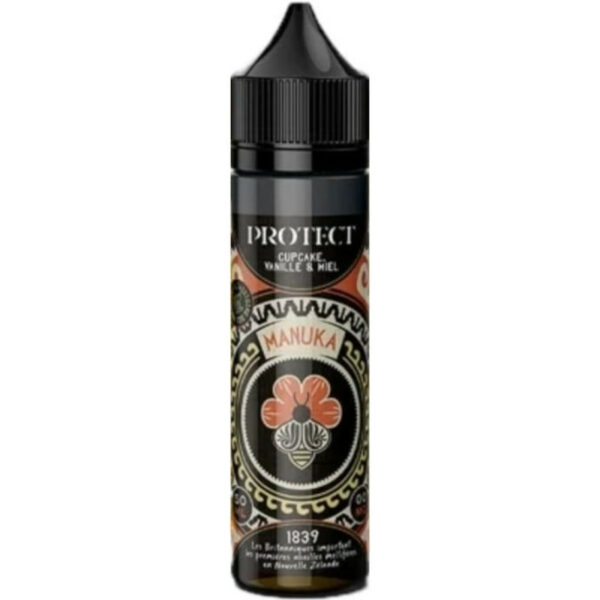 Protect signe Manuka, un e-liquide gourmand au gâteau moelleux, vanille parfumée et miel délicat, fabriqué en France avec engagement apicole.