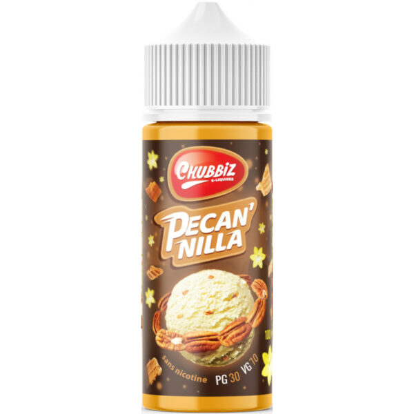 Découvrez Pecan’Nilla, l'e-liquide star de Chubbiz par Mixup Labs ! Un délice gourmand alliant vanille crémeuse, custard onctueux, gaufrette croustillante et noix de pécan grillées.