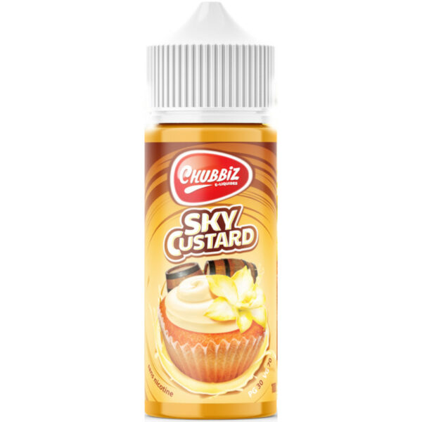 Découvrez l'élégance gourmande de Sky Custard Chubbiz par Mixup Labs. Un mélange audacieux de custard crémeux, de gâteau pâtissier et d'une subtile note de whisky. Savourez ce dessert luxueux!