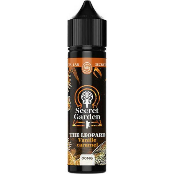 The Leopard de Secret Garden 50ml : e-liquide gourmand à la vanille et caramel. PG/VG 30/70, sans nicotine, made in France, idéal pour la vape subohm.