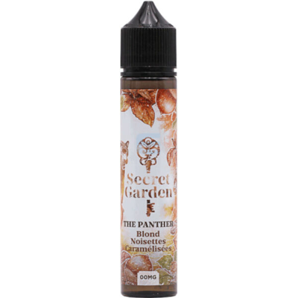 The Panther de Secret Garden 50ml : un e-liquide classic gourmand français, alliant noisette grillée et caramel. Recette en 50/50, sans nicotine.