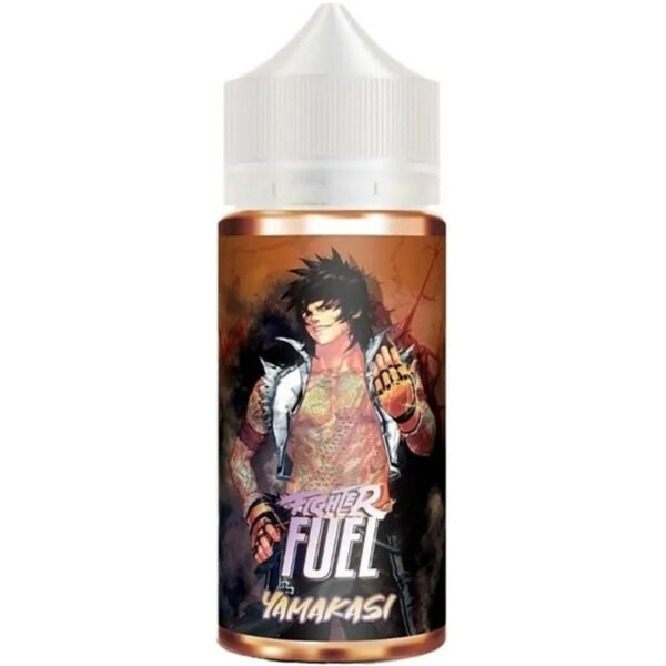 Yamakasi de Fighter Fuel par la Maison Fuel 100ml : e-liquide fruité frais mêlant banane, fraise et fraîcheur intense. 30/70, sans nicotine, prêt à booster.