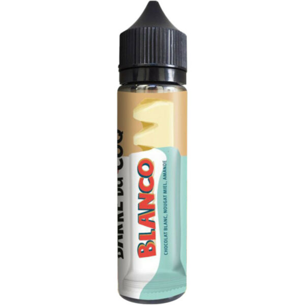 Retrouvez tout le plaisir d'une barre chocolatée dans Blanco, un e-liquide 50 ml signé Airomia. Chocolat blanc, nougat miel, amande : un trio ultra-gourmand à savourer sans modération.