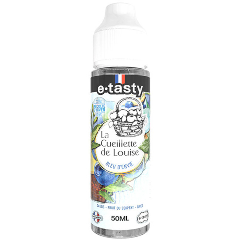 Cassis, baies et fraîcheur se rencontrent dans Bleu d’Envie Récolte d’Hiver, signé e.Tasty. Une version givrée de La Cueillette de Louise en 50 ml végétal.