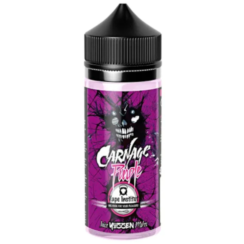 Carnage Purple mêle fruits rouges, mûre, myrtille et fraîcheur intense. Disponible en 100 ml boostable. Une évolution puissante de la recette culte.