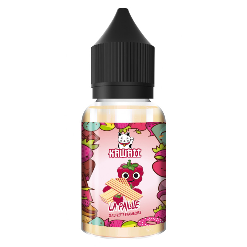 Gaufrette dorée, framboise fondante, et nostalgie sucrée : La Paille par Kawaii, un concentré DIY 30 ml irrésistiblement gourmand, fabriqué en France.