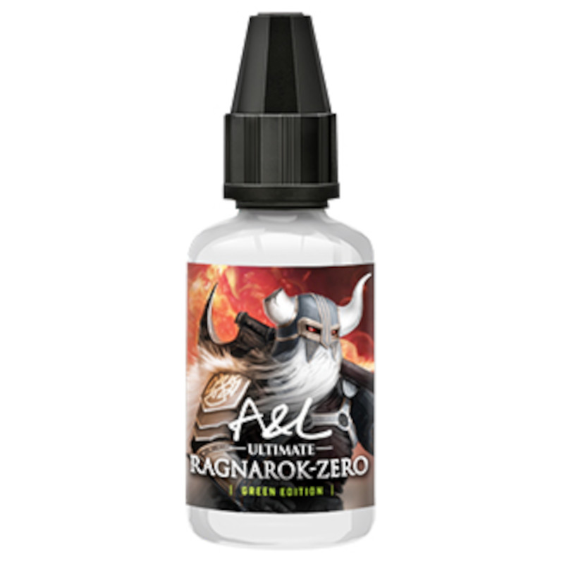 Sans édulcorant, sans fraîcheur, mais avec toute la richesse des fruits rouges : testez le concentré Ragnarok Zero Green Edition par A&L. Flacon de 30 ml.