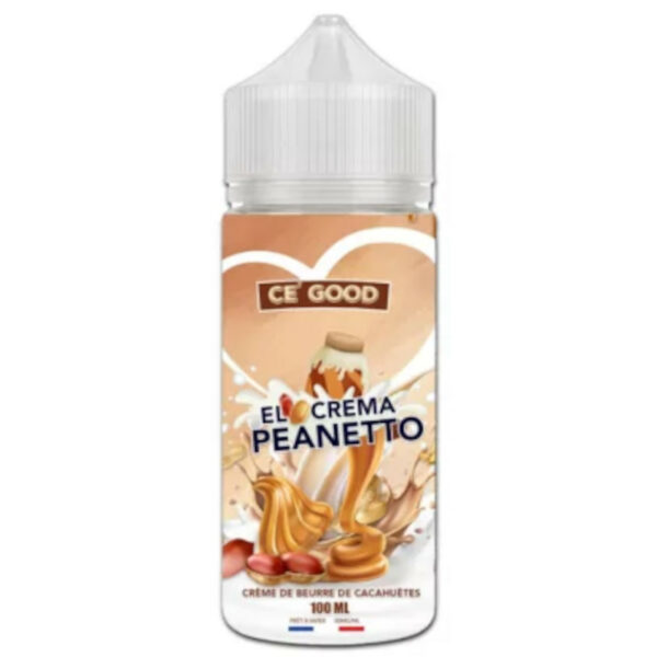 Lait doux et beurre de cacahuètes fondant : El Crema Peanetto de Ce’Good vous offre une vape 100 ml onctueuse, fabriquée dans le sud de la France.