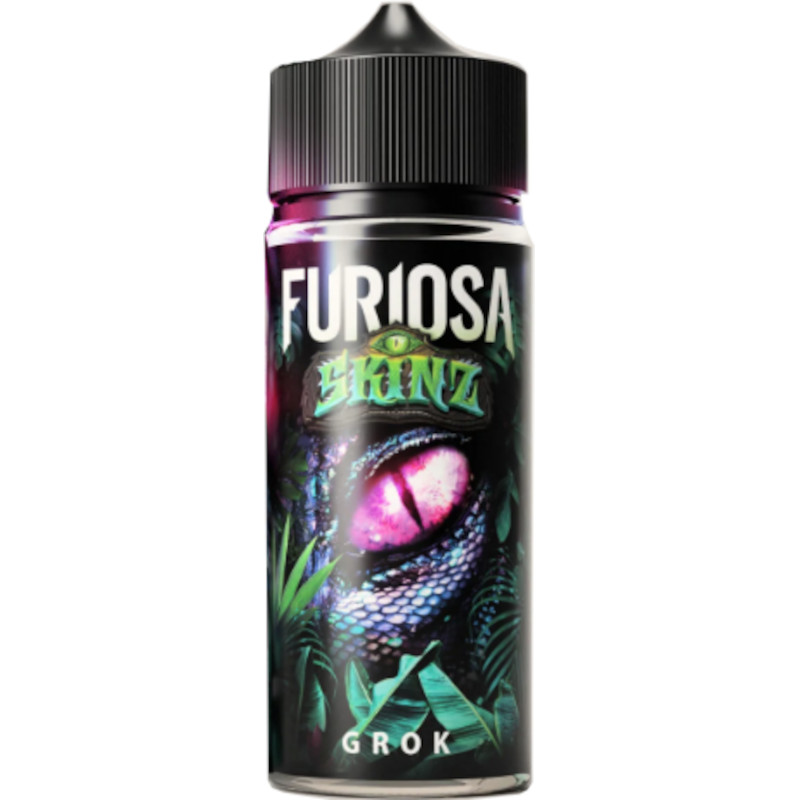 Grok Furiosa Skinz Vape 47 associe pitaya, grenade et pamplemousse dans une recette fruitée intense. Format 80 ml, PG/VG 30/70, jusqu’à 6 mg/ml de nicotine.