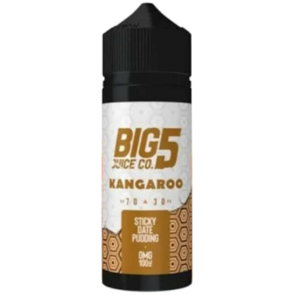 Découvrez Kangaroo de BIG 5 JUICE Co : une vape ultra gourmande au sticky date pudding. Dattes, caramel et vanille dans un format 100 ml à savourer.