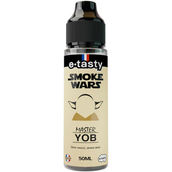 Que la gourmandise soit avec vous ! Master Yob, un banana bread fondant nappé de caramel et crème vanillée signé e.tasty, en 50 ml boosté.