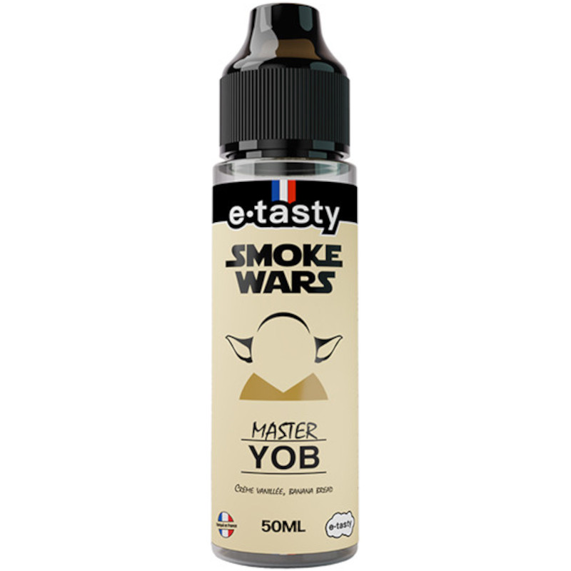 Que la gourmandise soit avec vous ! Master Yob, un banana bread fondant nappé de caramel et crème vanillée signé e.tasty, en 50 ml boosté.
