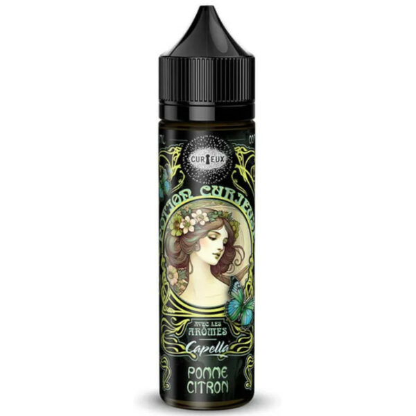 Pomme Citron de Curieux, une création fruitée et tonique. Vapez un duo frais et naturel dans un format 50 ml boosté en arômes.