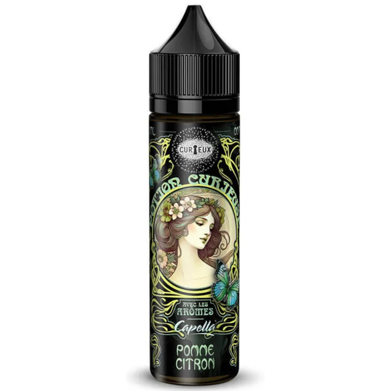 Pomme Citron de Curieux, une création fruitée et tonique. Vapez un duo frais et naturel dans un format 50 ml boosté en arômes.