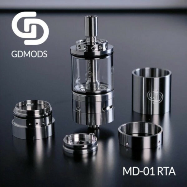Le reconstructible innovant signé GD Mods. MD-01 RTA : 5,5 ml, airflow réglable MTL/DL, tanks interchangeables et saveurs précises.