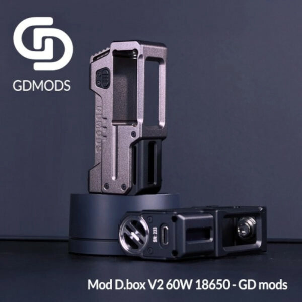 Le mod high end signé GD Mods. D.box V2 : 60W, accu 18650, chipset YiHi SX600HL et design ambidextre pour une expérience unique.
