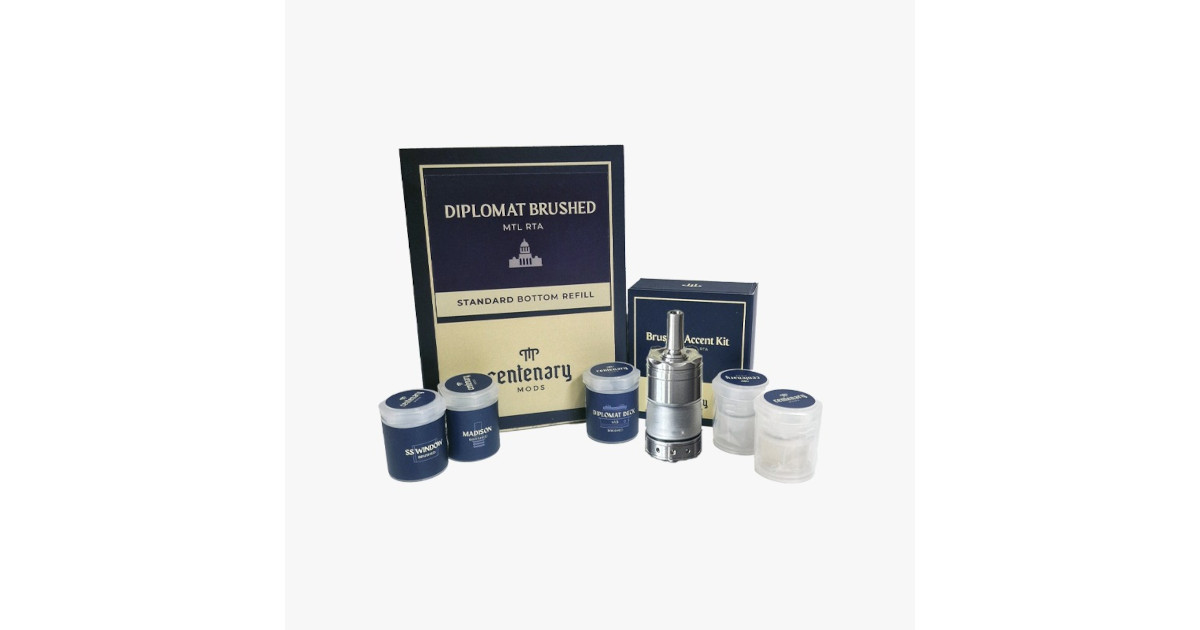 Diplomat Rta Pyrex Diplomat v1.5 MTL RTA Centenary Mods – Brushed Finish Bundle
