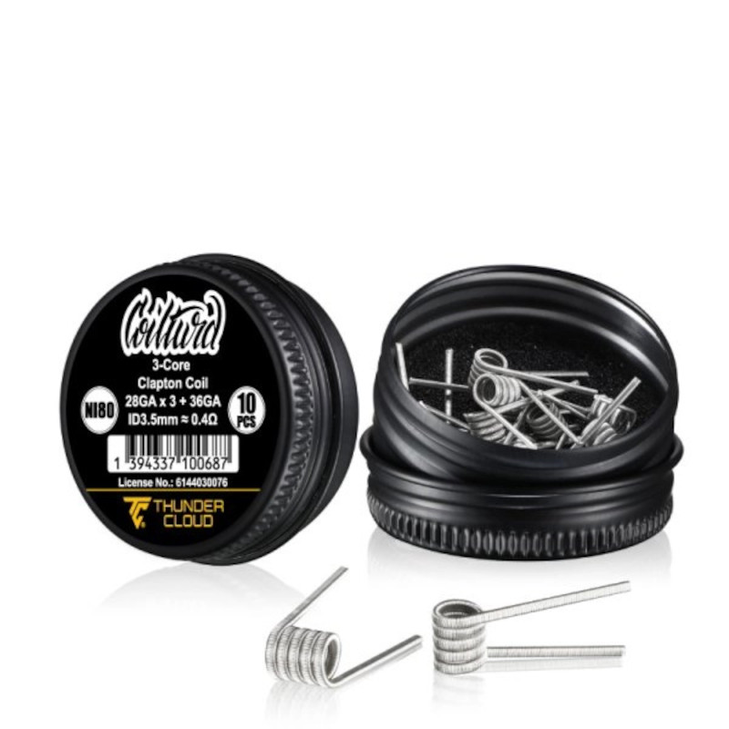 3-Core Clapton Coils Ni80 0.4Ω Thunder Cloud x Coilturd
