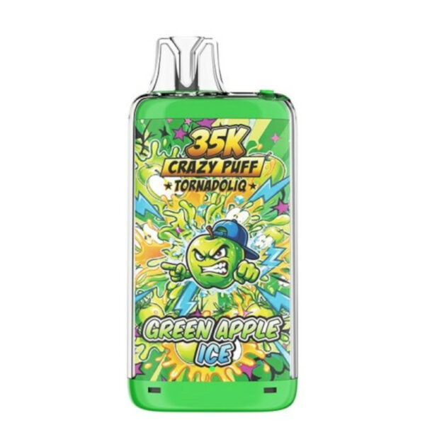 Crazy Puff 35K Green Apple Ice Tornadoliq 35000 bouffées