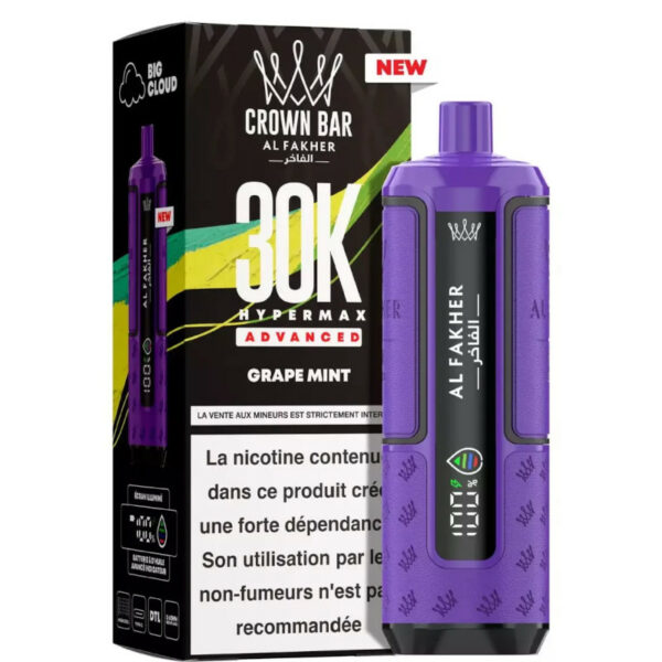 Crown Bar Hyper Max Advanced Grape Mint Al Fakher 30K